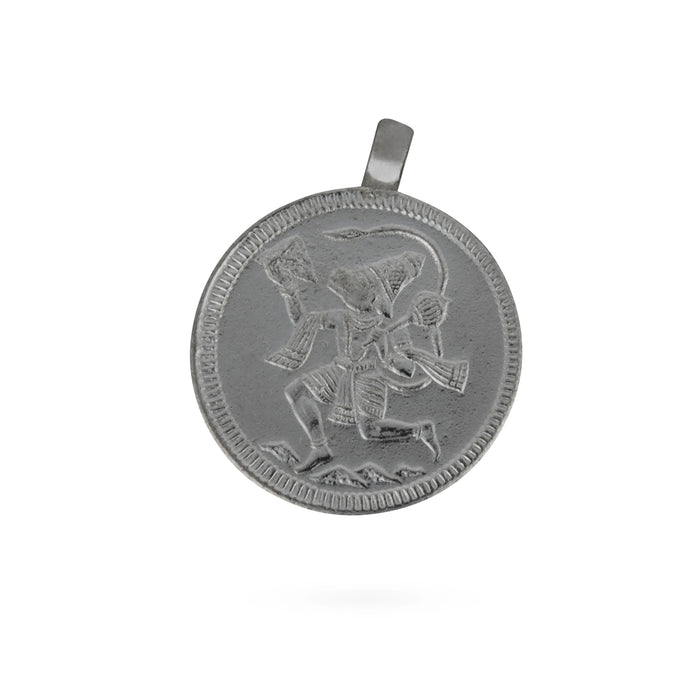 Hanuman Murti Pendant - 1.25 x 1 Inches | Silver Polish Locket/Hanuman Ji Murti & Chakra Design Dollar for Men - Mala & Pendant