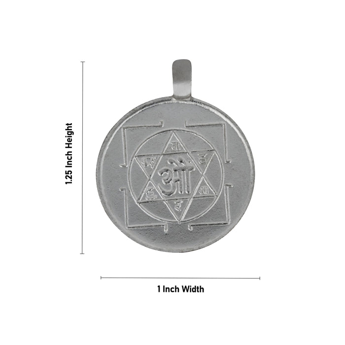 Hanuman Murti Pendant - 1.25 x 1 Inches | Silver Polish Locket/Hanuman Ji Murti & Chakra Design Dollar for Men - Mala & Pendant