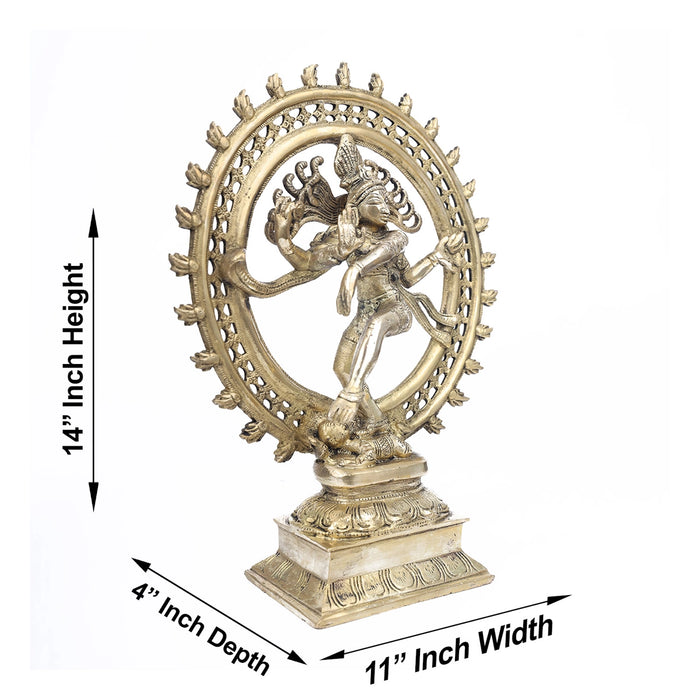 Natraj Murti - 14 x 11 Inches | Antique Brass Idol/ Double Frame Nataraja Vigraham for Pooja/ 980 Kgs Approx - Brass Murties