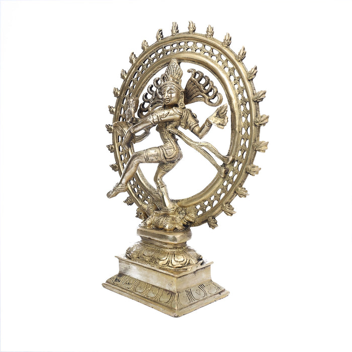 Natraj Murti - 14 x 11 Inches | Antique Brass Idol/ Double Frame Nataraja Vigraham for Pooja/ 980 Kgs Approx - Brass Murties
