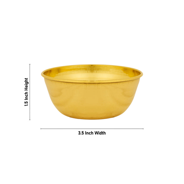 Brass Bowl - 1.5 x 3.5 Inches | Matte Finish / Puja Bowl/ Brass Katora/ Brass Cup for Pooja - Kitchen