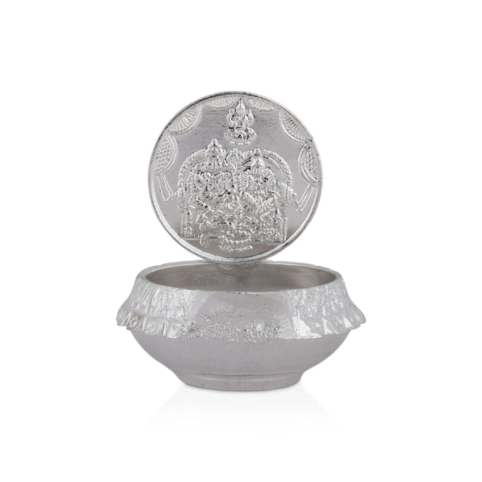 Lakshmi Kubera Lamp - 1.5 x 1.5 Inches | Silver Polish Lakshmi Kubera Vilakku/ Laxmi Kubera Deepam for Pooja