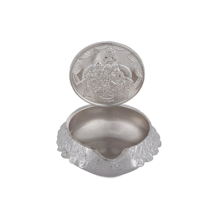 Lakshmi Kubera Lamp - 1.5 x 1.5 Inches | Silver Polish Lakshmi Kubera Vilakku/ Laxmi Kubera Deepam for Pooja