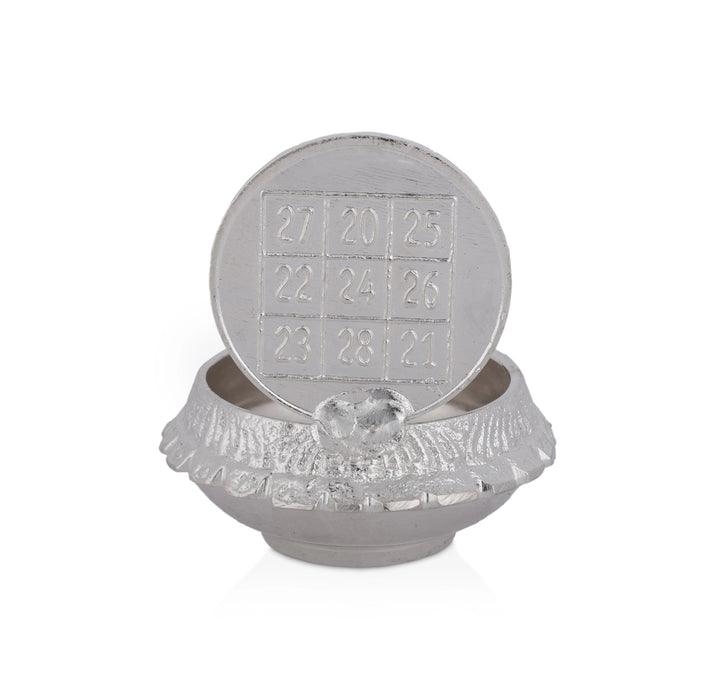 Lakshmi Kubera Lamp - 1.5 x 1.5 Inches | Silver Polish Lakshmi Kubera Vilakku/ Laxmi Kubera Deepam for Pooja