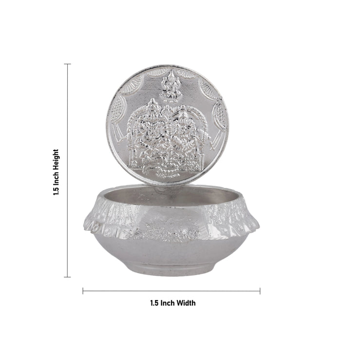 Lakshmi Kubera Lamp - 1.5 x 1.5 Inches | Silver Polish Lakshmi Kubera Vilakku/ Laxmi Kubera Deepam for Pooja