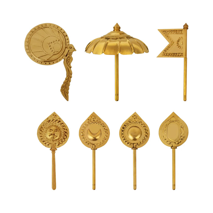 Brass Shodashopachar Set - 10 x 4 inches | Pooja Accessories/ 7 Shodasa Upachara pooja Set - Pooja Accessories