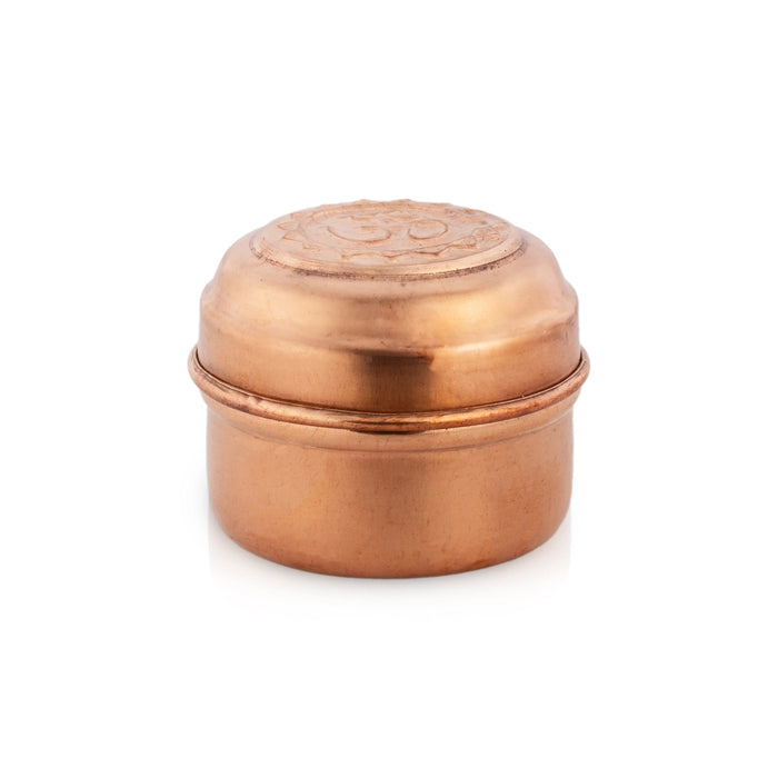 Pooja Box - 1 x 1.5 Inches | Copper Storage Box/ Jewellery Box for Home/ 15 Gms Approx - Pooja Box & Paduka