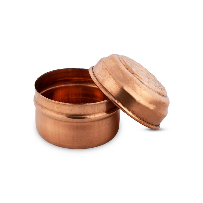Pooja Box - 1 x 1.5 Inches | Copper Storage Box/ Jewellery Box for Home/ 15 Gms Approx - Pooja Box & Paduka