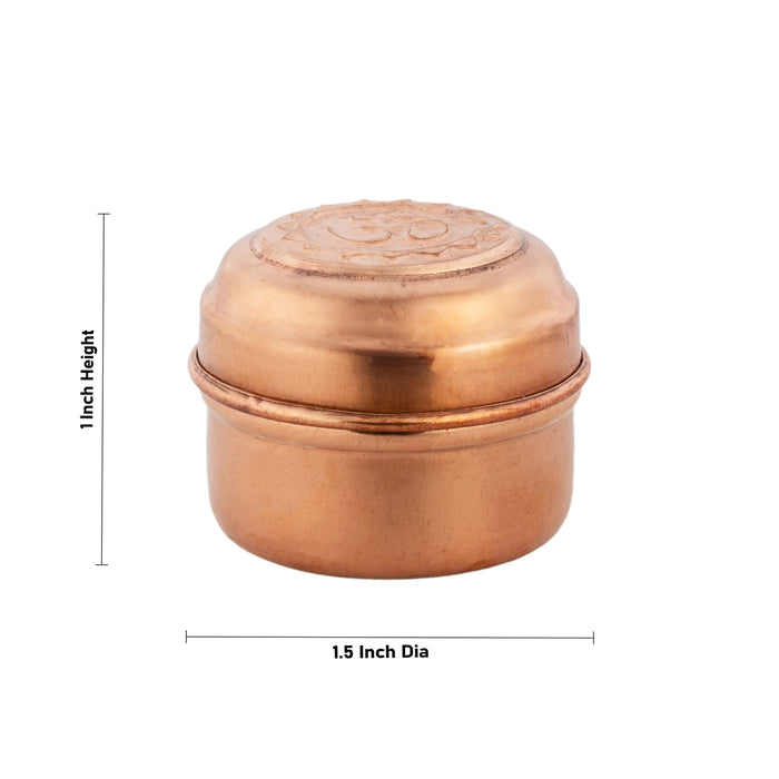 Pooja Box - 1 x 1.5 Inches | Copper Storage Box/ Jewellery Box for Home/ 15 Gms Approx - Pooja Box & Paduka