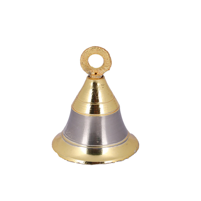 Brass Bell - 2 x 1.5 Inches | Gold And Silver Polish Kavadi Bell/ Pooja Hanging Bell for Mandir - Pooja Bells