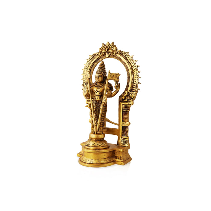 Murugan Statue - 12 Inches | Murugan with Arch Idol/ Antique Brass Statue/ Murugan Silai for Pooja - Brass Murties