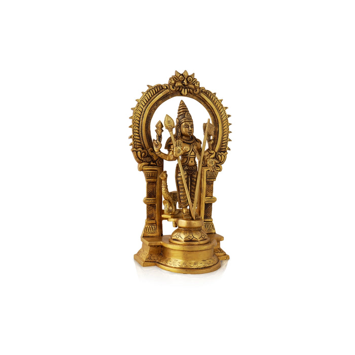 Murugan Statue - 12 Inches | Murugan with Arch Idol/ Antique Brass Statue/ Murugan Silai for Pooja - Brass Murties