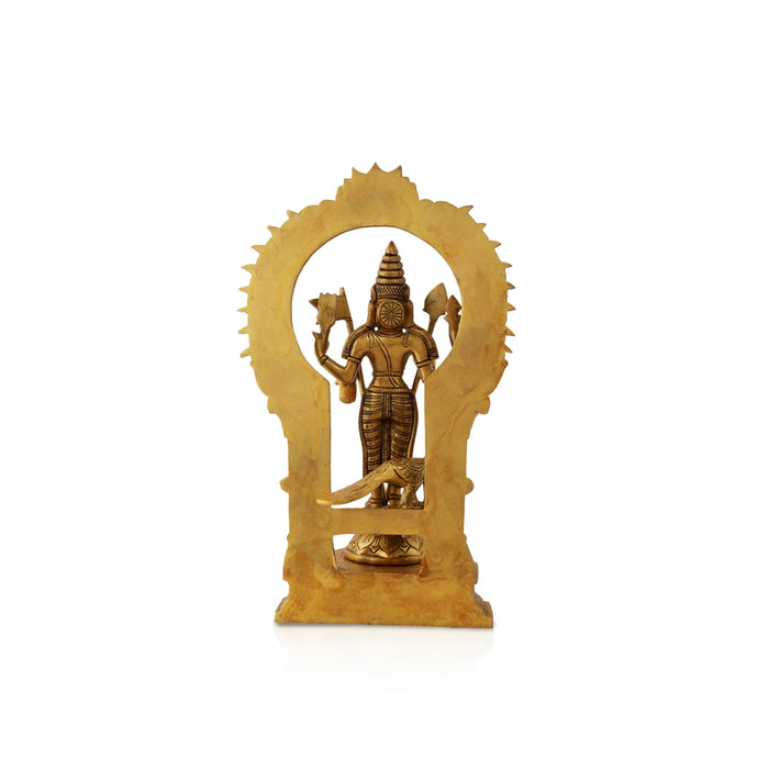 Murugan Statue - 12 Inches | Murugan with Arch Idol/ Antique Brass Statue/ Murugan Silai for Pooja - Brass Murties