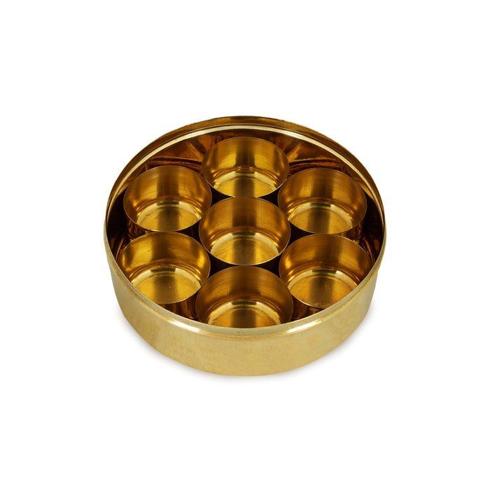 Brass Spice Box – 3 x 6 Inches | Masala Dabba / Kitchen Storage Box For Daily Use - Kitchen