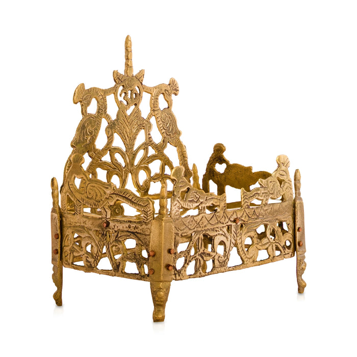 Vinayagar Manai - 5 x 4 Inches | Brass Ganesha Stand / Decorative Peetam for Pooja Room