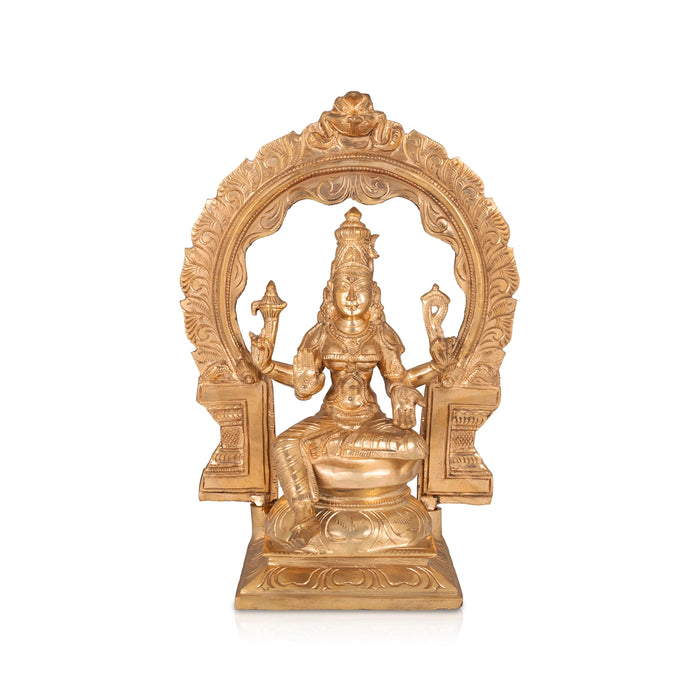 Bhuvaneshwari with Arch - 13 x 9 Inches | Panchaloha Idol / Bhuvaneshwari Statue For Pooja - Panchaloha Murties