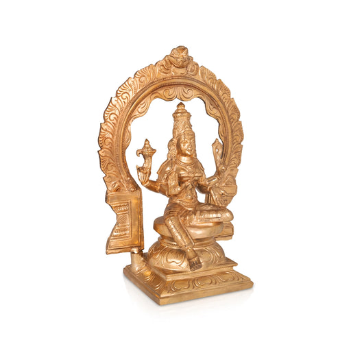 Bhuvaneshwari with Arch - 13 x 9 Inches | Panchaloha Idol / Bhuvaneshwari Statue For Pooja - Panchaloha Murties