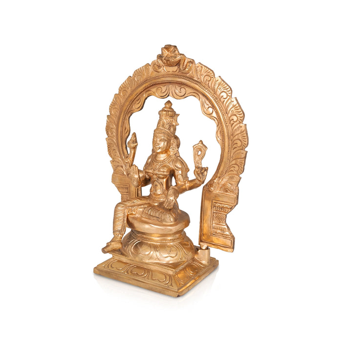 Bhuvaneshwari with Arch - 13 x 9 Inches | Panchaloha Idol / Bhuvaneshwari Statue For Pooja - Panchaloha Murties