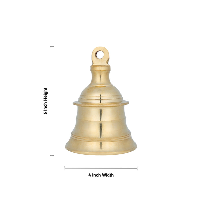 Hanging Bell - 6 x 4 Inches | Temple Bell/ Pooja Bell/ Brass Bell for Hanging - Pooja Bells