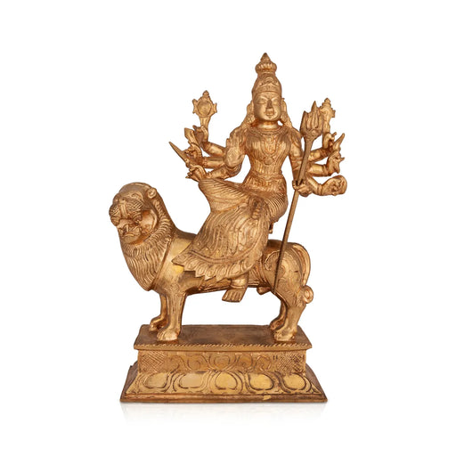Durga sitting on Lion Murti- 9.5 x 6 Inches| Panchloha Idol/ Durga statue/ Decor For Home & Pooja - Panchaloha Murties