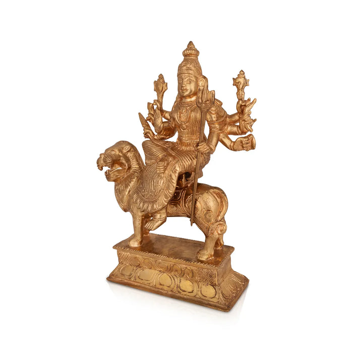 Durga sitting on Lion Murti- 9.5 x 6 Inches| Panchloha Idol/ Durga statue/ Decor For Home & Pooja - Panchaloha Murties