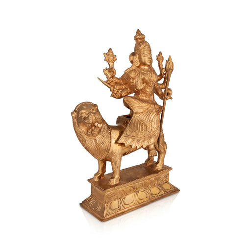 Durga sitting on Lion Murti- 9.5 x 6 Inches| Panchloha Idol/ Durga statue/ Decor For Home & Pooja - Panchaloha Murties