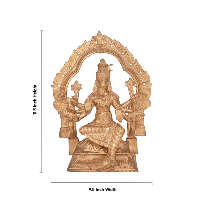 Varahi Amman Statue With Arch - 11.5 x 9.5 Inches | Panchaloha Idol/ Varahi Amman Idol With 8 Hands for Pooja - Panchaloha Murties