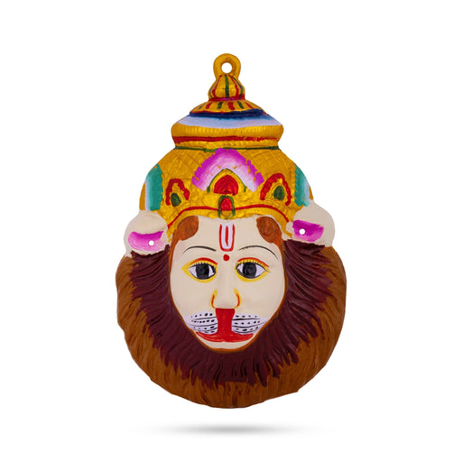 Narasimha Face - 9 x 5.5 Inches | Zinc Lord Narasimhar Face/ Religious Decor for Pooja Room & Spiritual Spaces - Head & Face Accessories