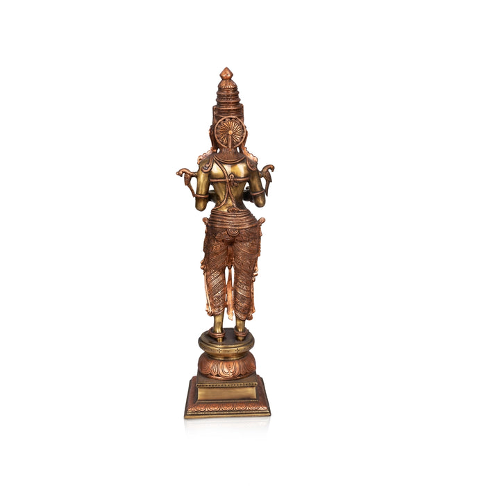 Standing Lady Holding Lamp - 24 x 6 Inches | Copper Brass Deepam / Standing Deep Lady For Home - Paavai Vilakku / Lady With A Lamp