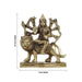Durga Idol With 8 Hands Sitting On Lion - 3.5 x 3 Inches | Antique Brass Idol/ Durga Maa Idol for Home/ 400 Gms - Brass Murties