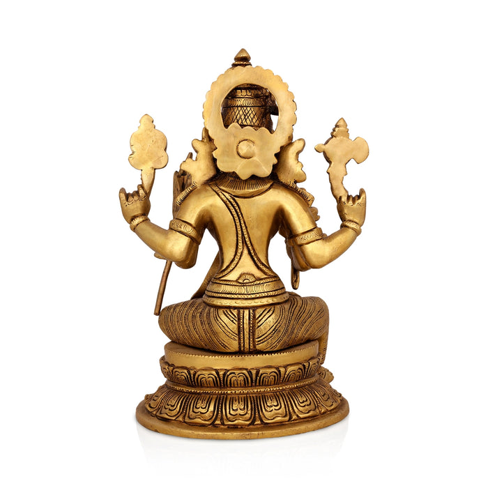 Rajeshwari Devi Sitting On Base Murti - 11 x 7 Inches | Antique Brass Idol / Rajeshwari Statue For Pooja - Brass Murties