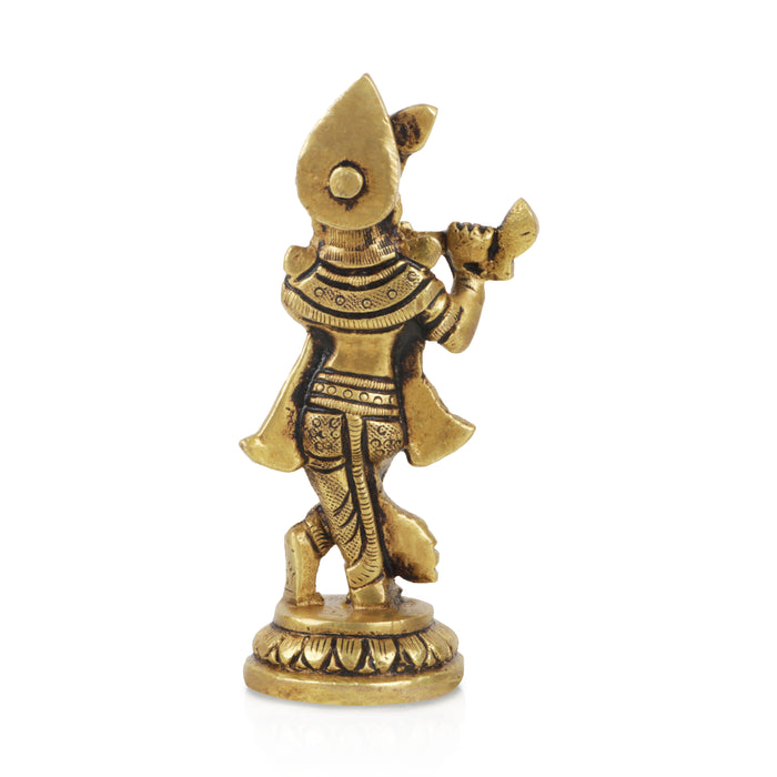 Krishnan Statue  - 4 x 2 Inches |  Brass Idol/ Krishna Idol/ Lord Krishna Standing/ Krishna Murti for Pooja