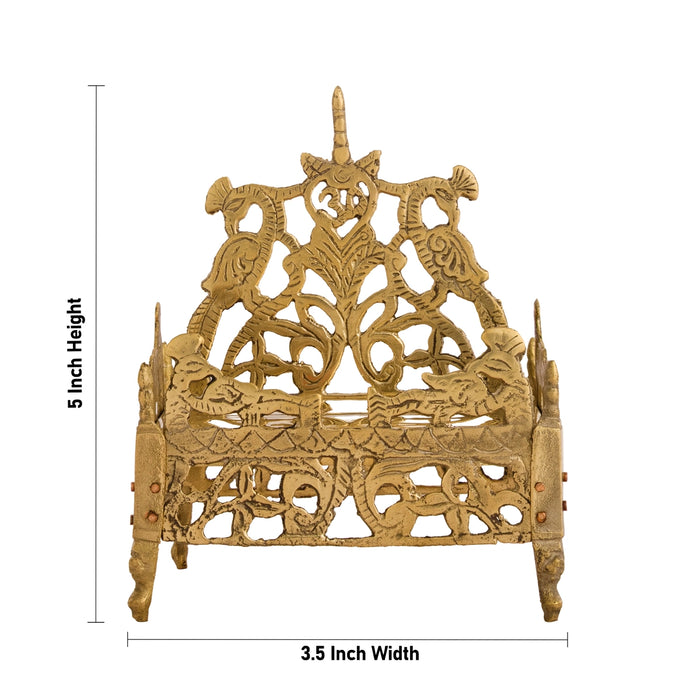 Brass Pillaiyar Manai - 5 x 3.5 Inches | Vinayagar Idol Seat / Ganesha Peetam for Festival Decor