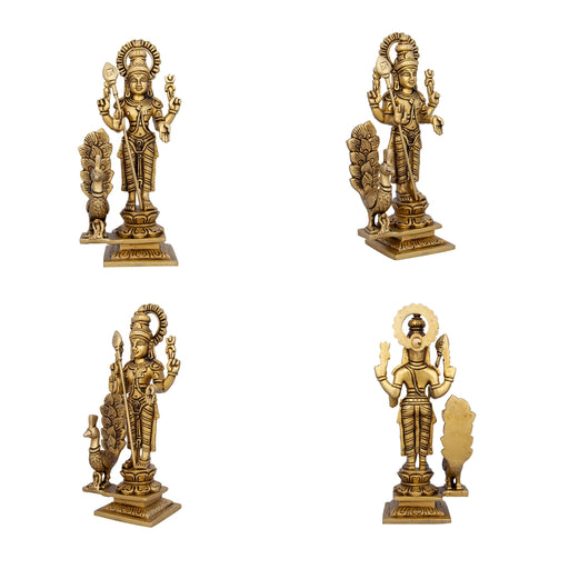 Murugan Valli Deivanai Statue Set - 8 x 3 Inches | Brass Idol/ Murugan Valli Deivanai Idol for Pooja/ 2.760 Kgs - Brass Murties