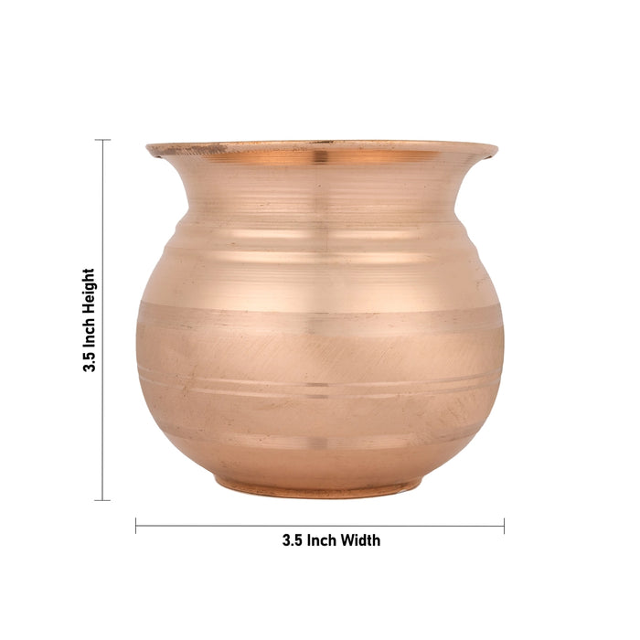 Lota - 3.5 x 3.5 Inches | Copper Water Pot / Chombu/ Kalash for Pooja & Ritual Use