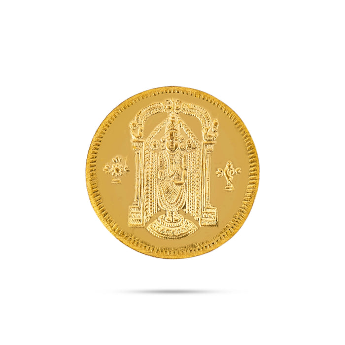 Pooja Coin With Box - 2.75 x 1 Inches | Gold Polish Puja Coin for Home