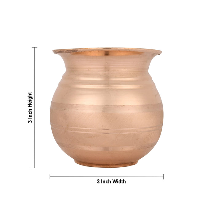 Kalash Lota - 3 x 3 Inches | Copper Water Pot / Kalasam / Chombu / Copper Pot For Temple Rituals & Home