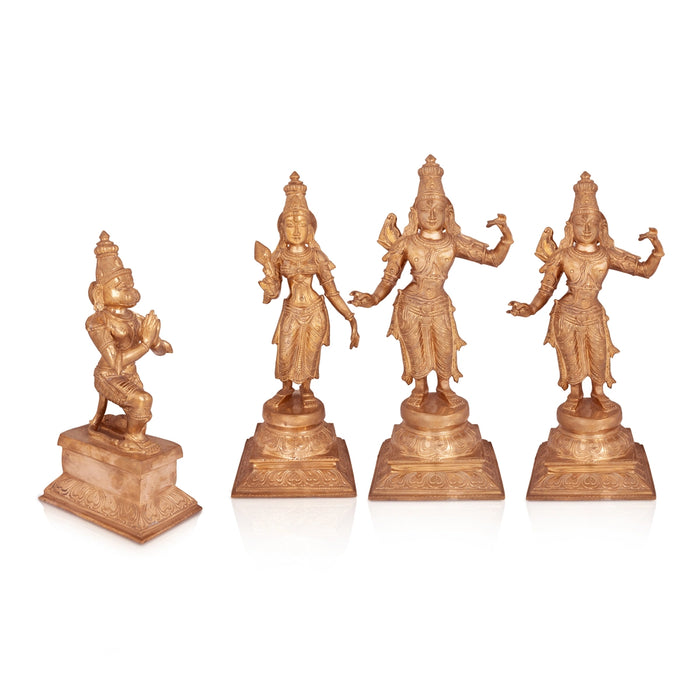 Ramar Murti Set - 18 x 8.5 Inches | Panchaloha Statue / Sita Ram Laxman Hanuman / Ram Darbar Idol for Pooja