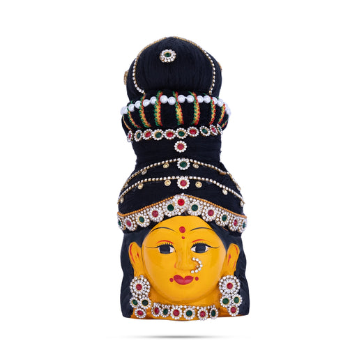 Decorative Lakshmi Face - 9 inches | Zinc Devi Face/ Varalakshmi Decor/ Ammavari Face For Festive Decoration - Head & Face Accessories