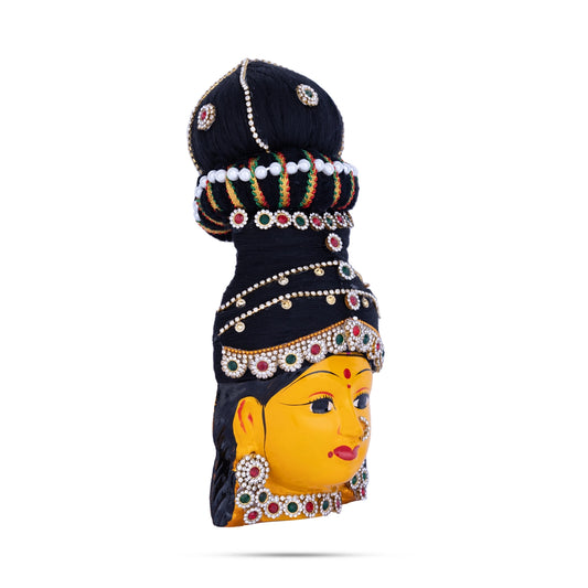 Decorative Lakshmi Face - 9 inches | Zinc Devi Face/ Varalakshmi Decor/ Ammavari Face For Festive Decoration - Head & Face Accessories
