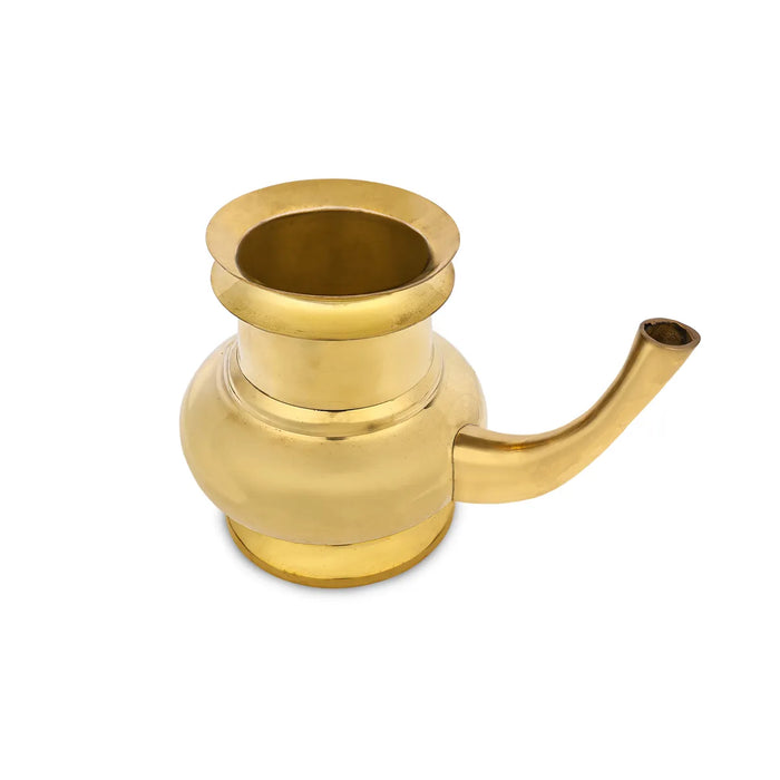 Brass Kindi - 8.5 X 7 Inches | Brass Kamandalam / Brass Pooja Kalash For Rituals & Ceremonies