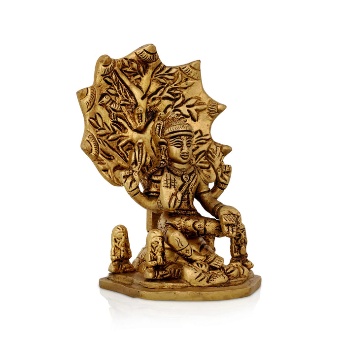Dakshinamurthy Vigraham With Tree - 4.5 x 3.5 Inches | Antique Brass Idol/ Dakshinamurti Statue for Pooja - Brass Murties