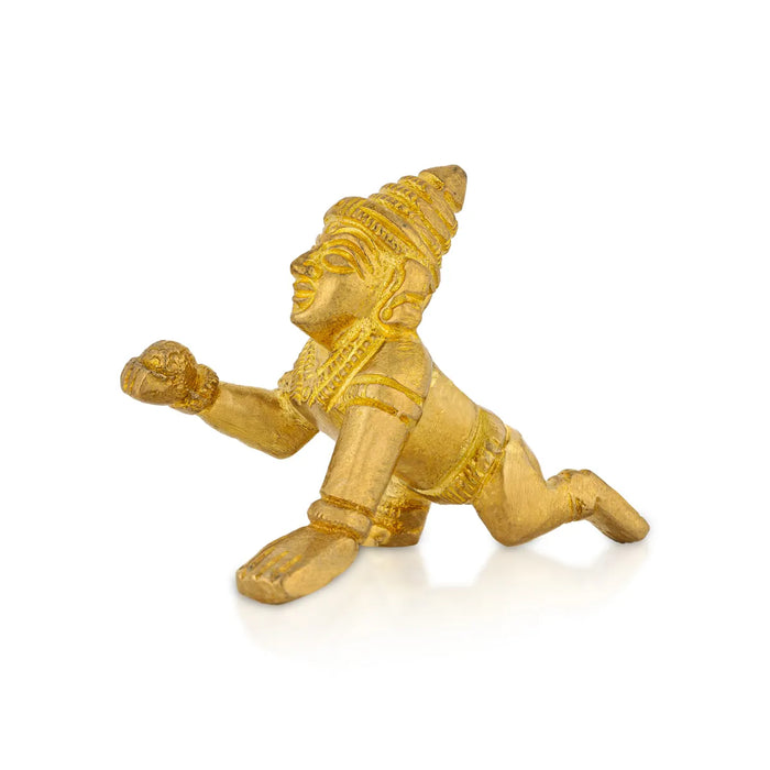 Crawling Krishna Murti - 2 x 1.75 inches | Brass Idol/ Crawling Krishna Idol for Pooja - Brass Murties