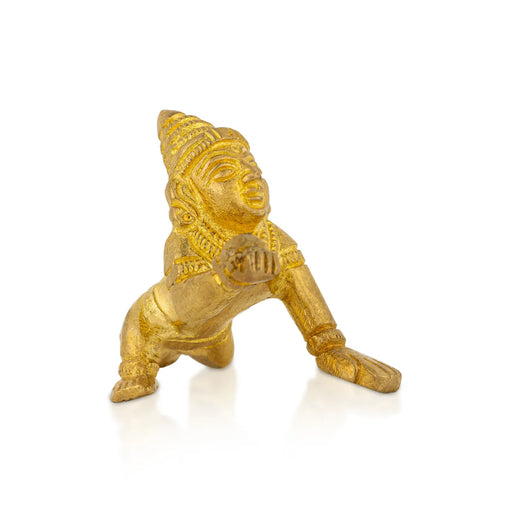 Crawling Krishna Murti - 2 x 1.75 inches | Brass Idol/ Crawling Krishna Idol for Pooja - Brass Murties
