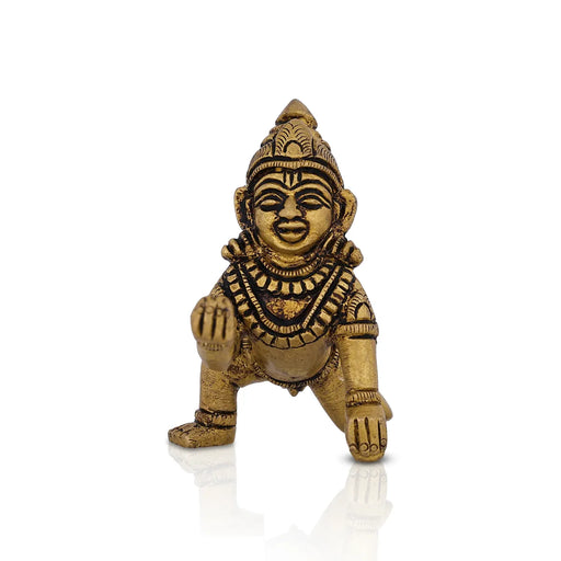 Crawling Krishna Murti - 2 X 2.5 Inches | Antique Brass Idol/ Laddu Gopal Murti/ Krishna Idol For Blessings - Brass Murties