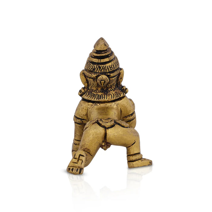 Crawling Krishna Murti - 2 X 2.5 Inches | Antique Brass Idol/ Laddu Gopal Murti/ Krishna Idol For Blessings - Brass Murties