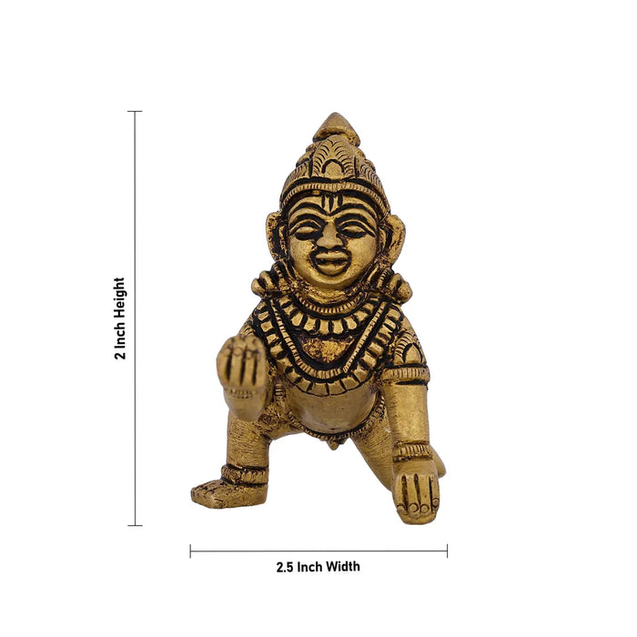 Crawling Krishna Murti - 2 X 2.5 Inches | Antique Brass Idol/ Laddu Gopal Murti/ Krishna Idol For Blessings - Brass Murties
