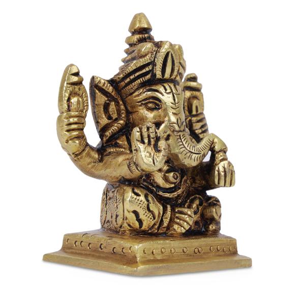 Ganesh Murti - Square - 3 Inches | Antique Statue / Vinayagar Statue/ Ganesha Idol for Pooja
