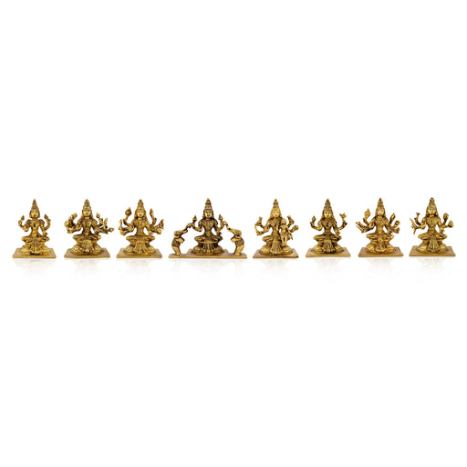 Ashtalakshmi Idol Set - 5 X 6.5 Inches | Antique Brass Idol/ Ashta Laxmi Murti For Wealth Blessings And Pooja - Brass Murties