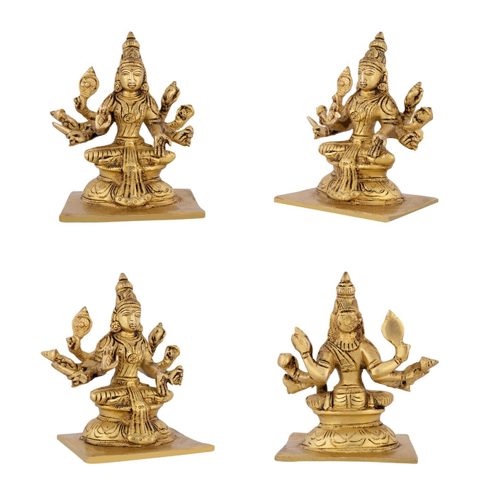 Ashtalakshmi Idol Set - 5 X 6.5 Inches | Antique Brass Idol/ Ashta Laxmi Murti For Wealth Blessings And Pooja - Brass Murties
